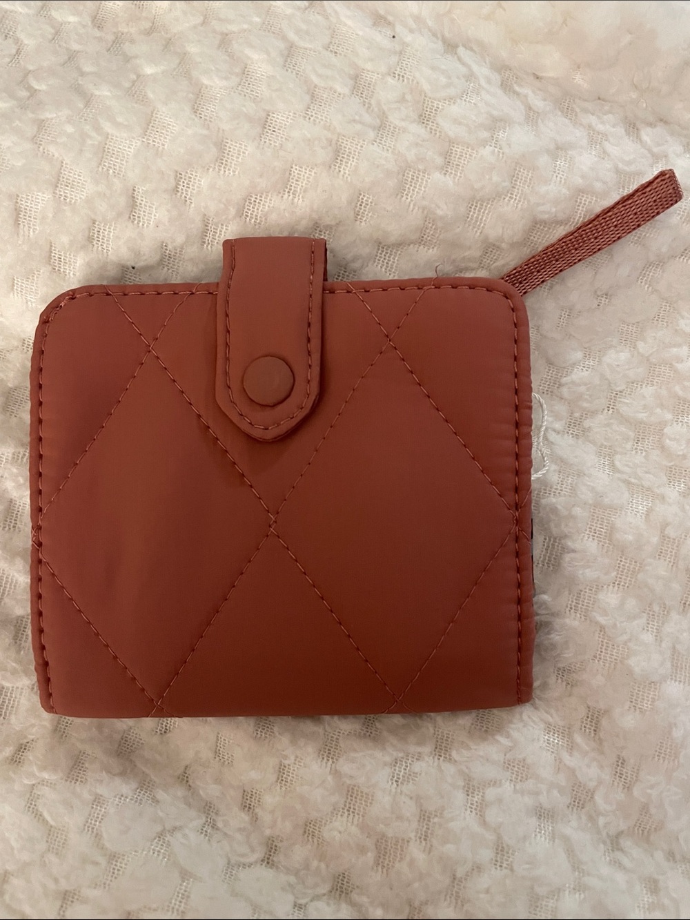 Quilted Compact Wallet - Rust Brown